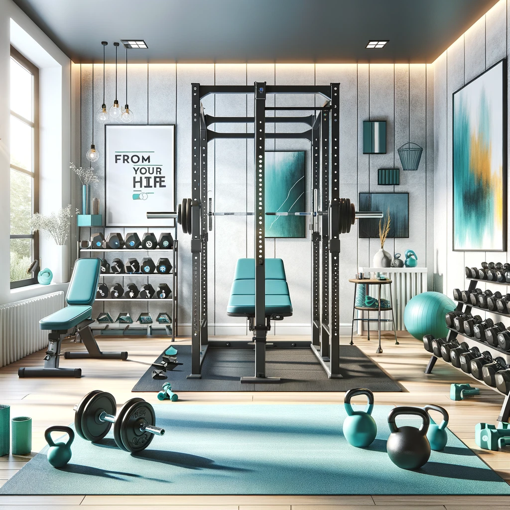 training,modern home gym,stylish fitness setup
home workout equipment,bright gym interior